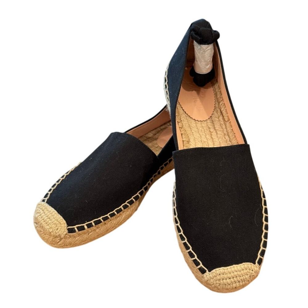 J.Crew Lace-Up Espadrille Flats Navy Canvas Ribbon Tie Size 8.5 NWOT Summer - Picture 10 of 12